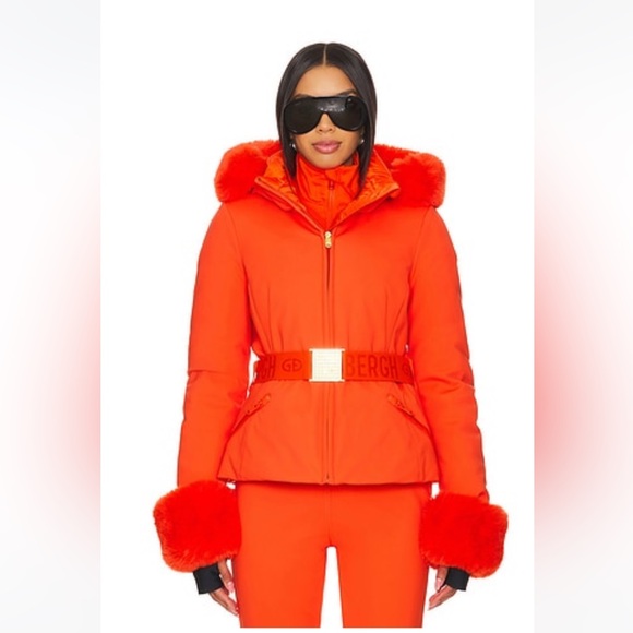 Goldbergh Jackets & Blazers - NWT Goldbergh Giselle Softshell Down Jacket With Fur Cuffs in Orange size 34